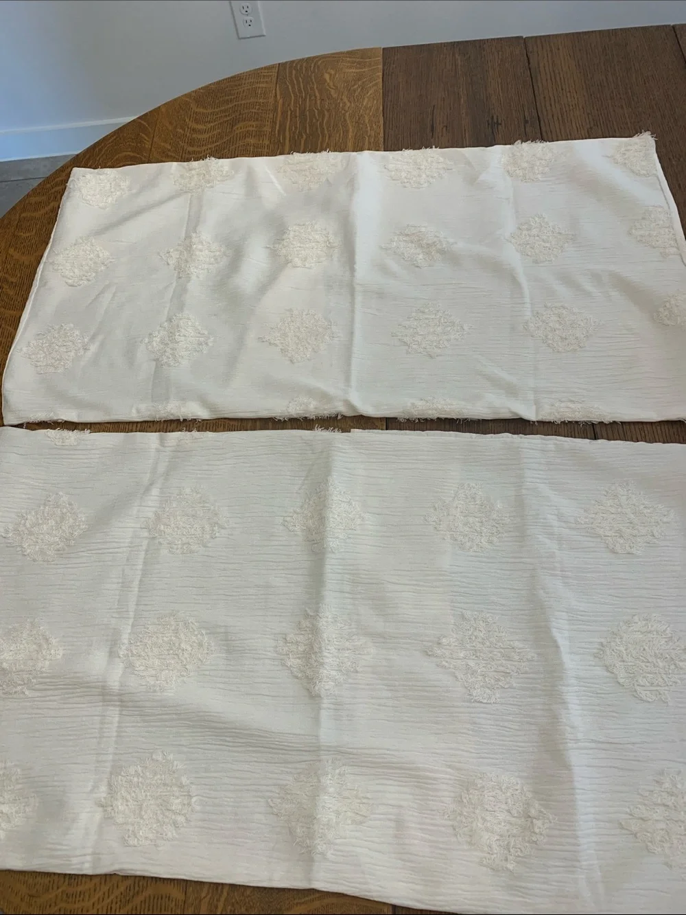 Cream Decorative Pillow Shams with Raised Medallion Texture